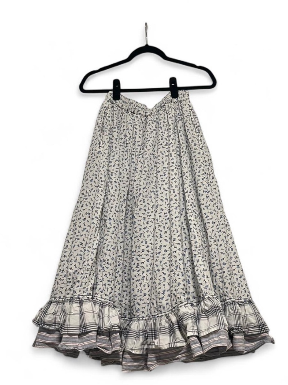 PILCRO XXS Floral Tiered A-Line Midi Skirt